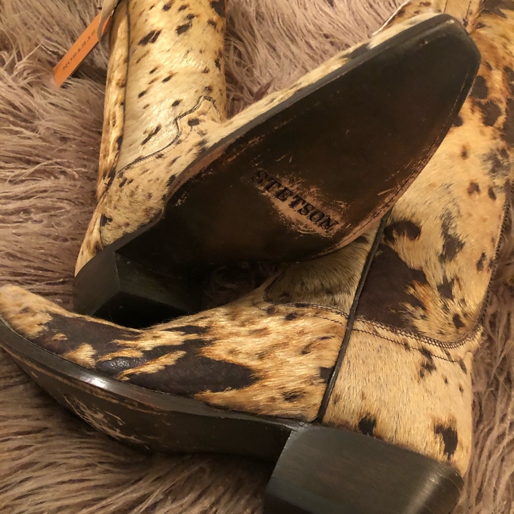Pony hair acid washed boots by Stetson.